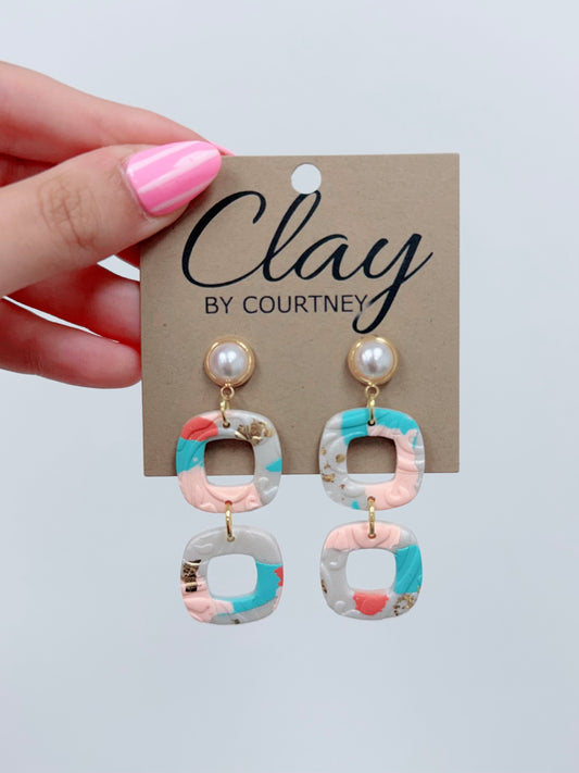 Small Multi Pearl Clay Earring
