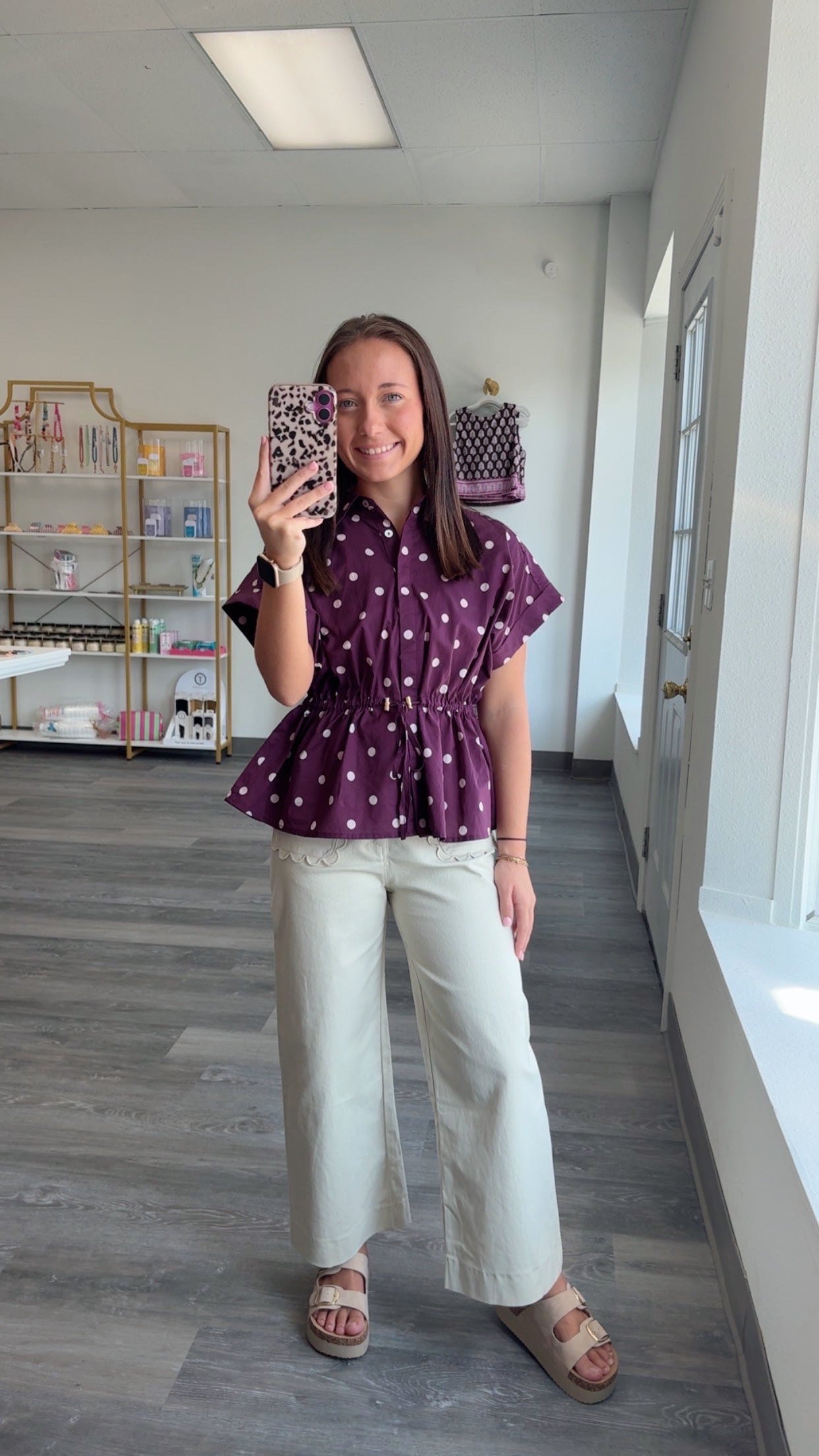 Plum Perfect Polka Dot Top