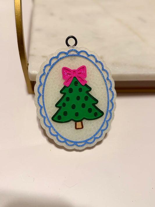 Blue Seersucker Tree Freshie