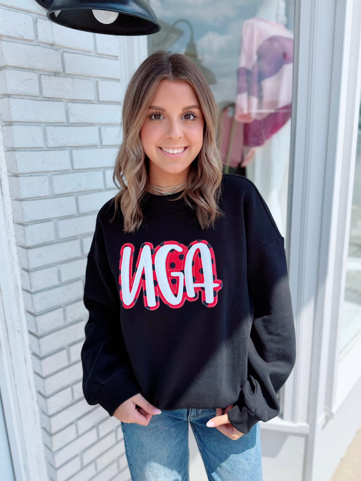 Black Red + White Mock-Neck Sweatshirt