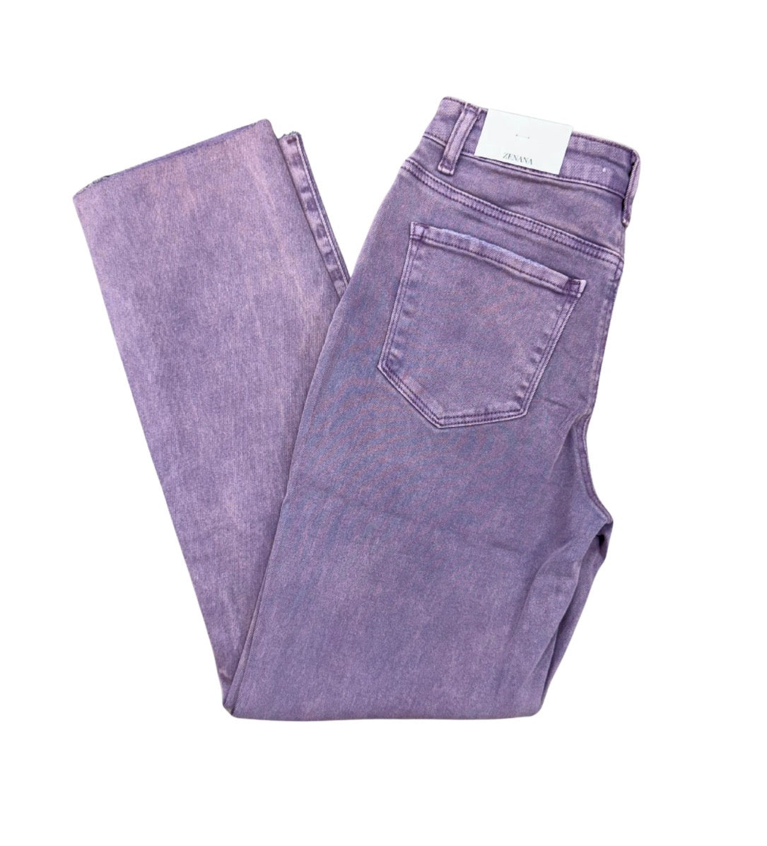 Acid Washed Straight Crop Pants | Plum