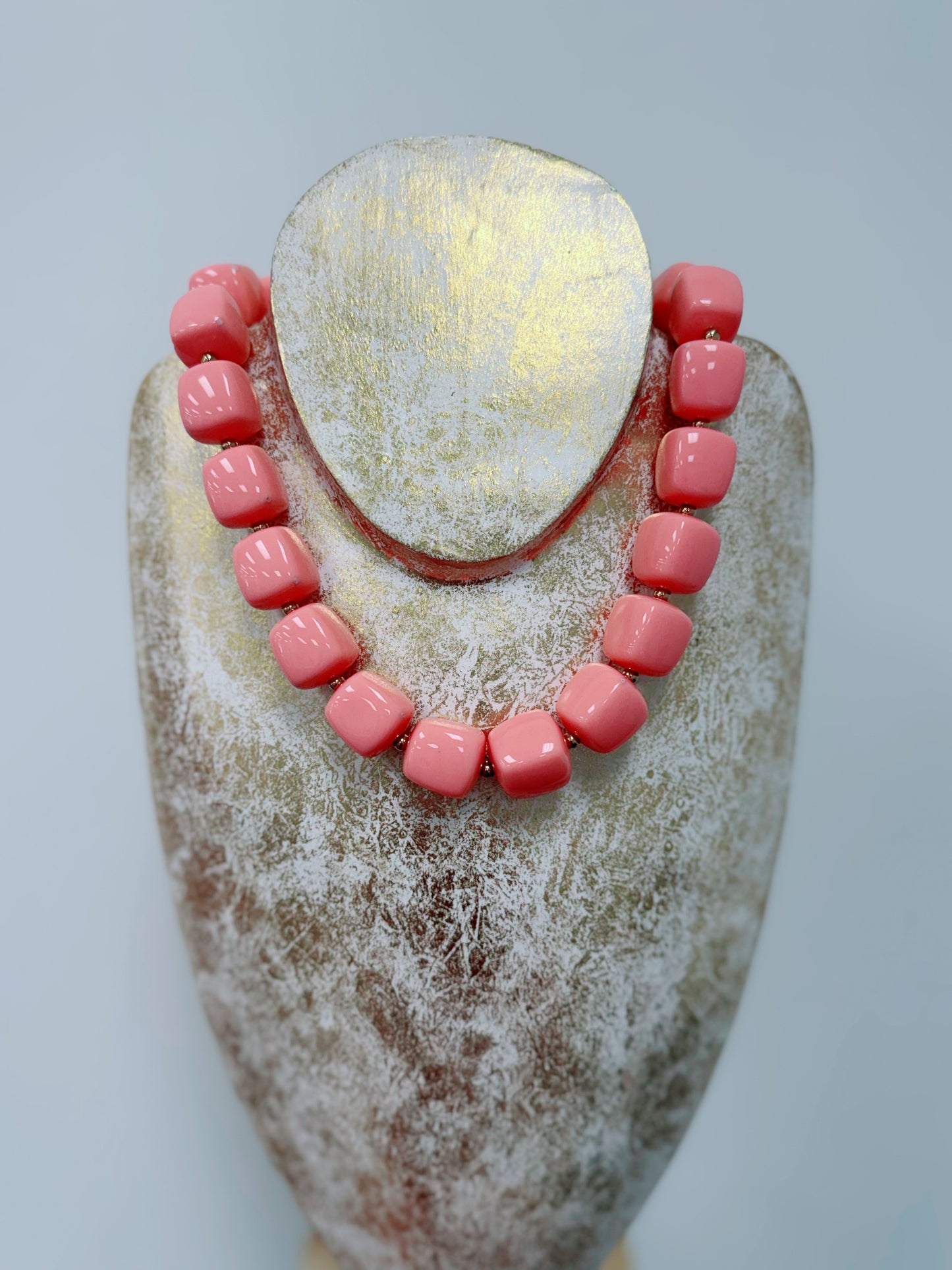 HD Pastel Peach Square Statement Necklace