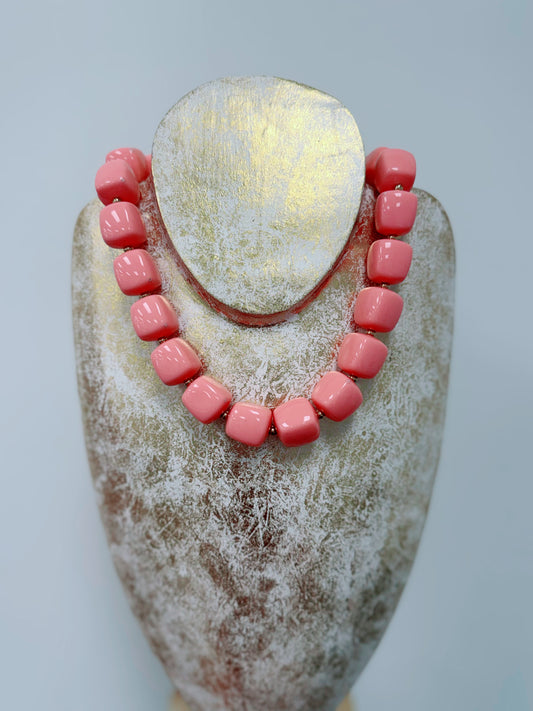 HD Pastel Peach Square Statement Necklace