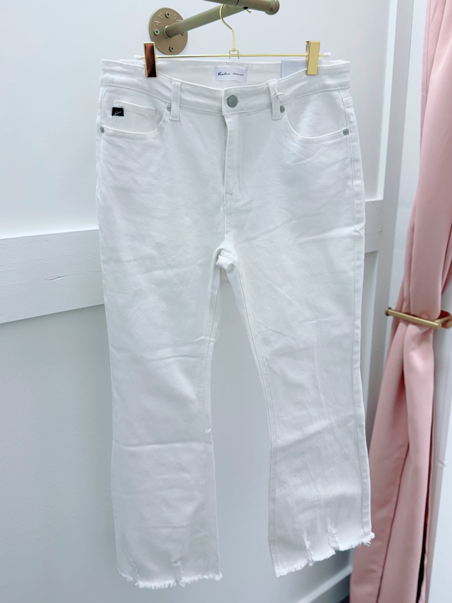 White Frayed Hem Bottoms | Plus