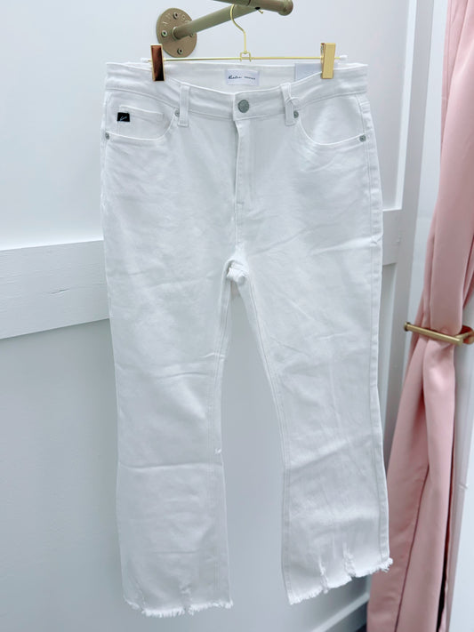White Frayed Hem Bottoms | Plus