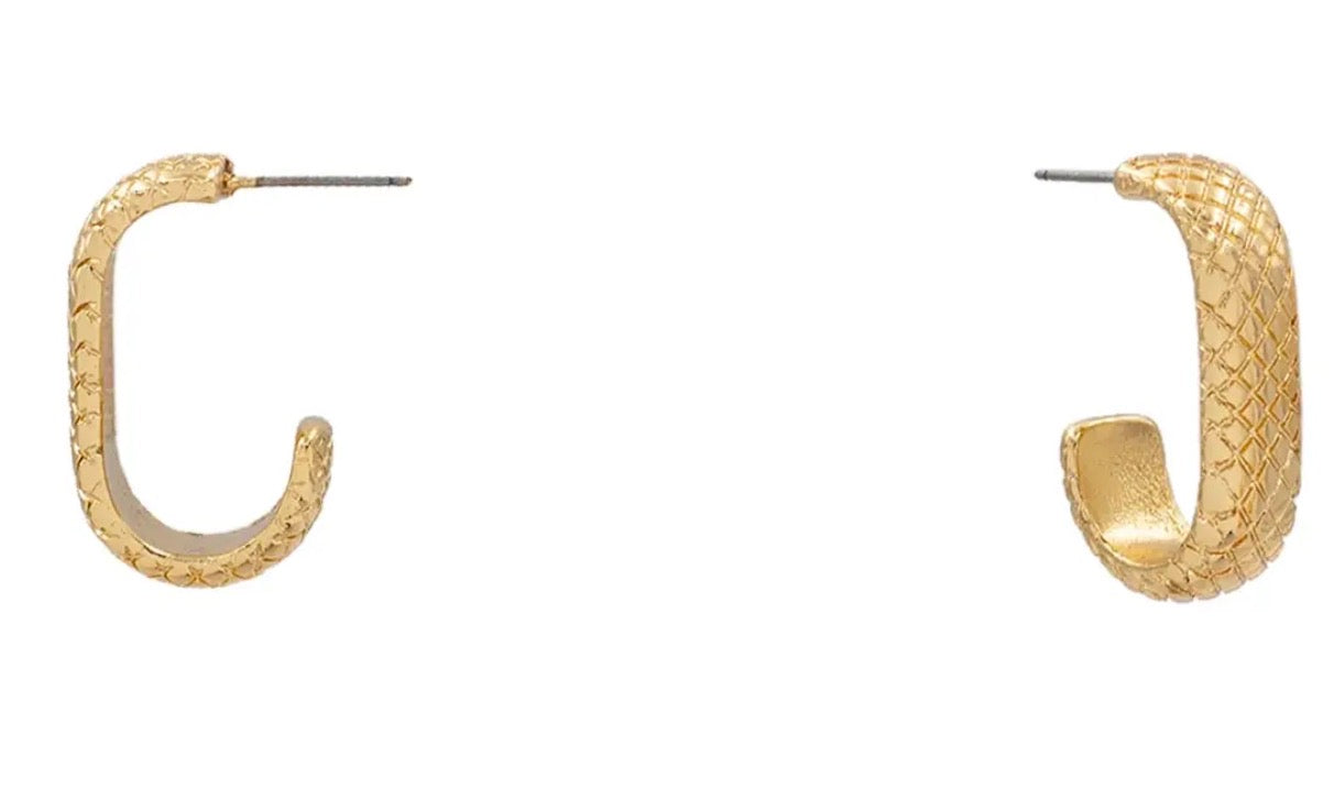 Gold Textured Hoop Earring