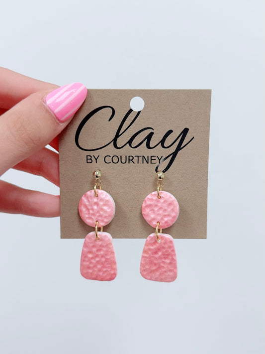 Small Pink Metallic Clay Earrings