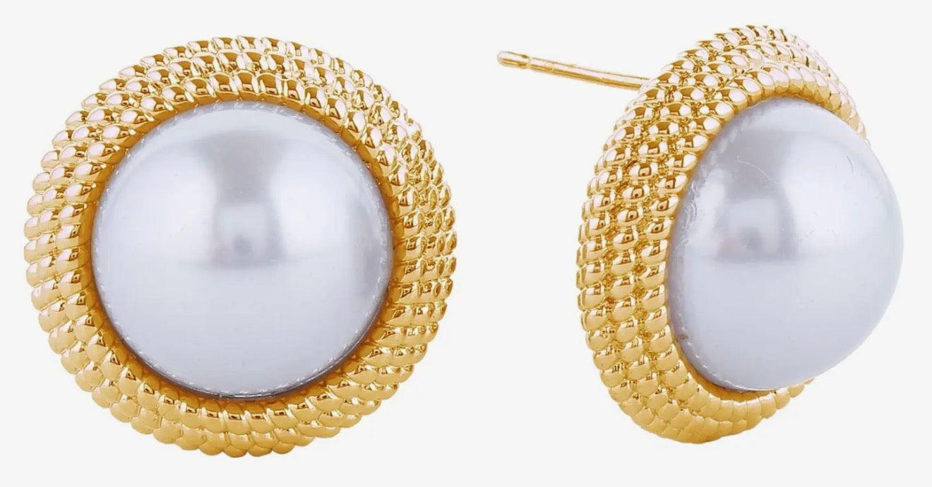 Pearl Button Earrings
