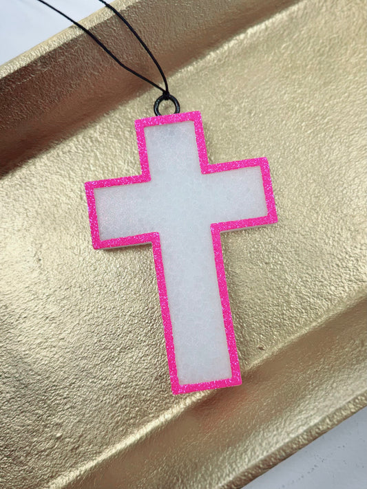 Pink Outline Cross Freshie, Sweet Grace