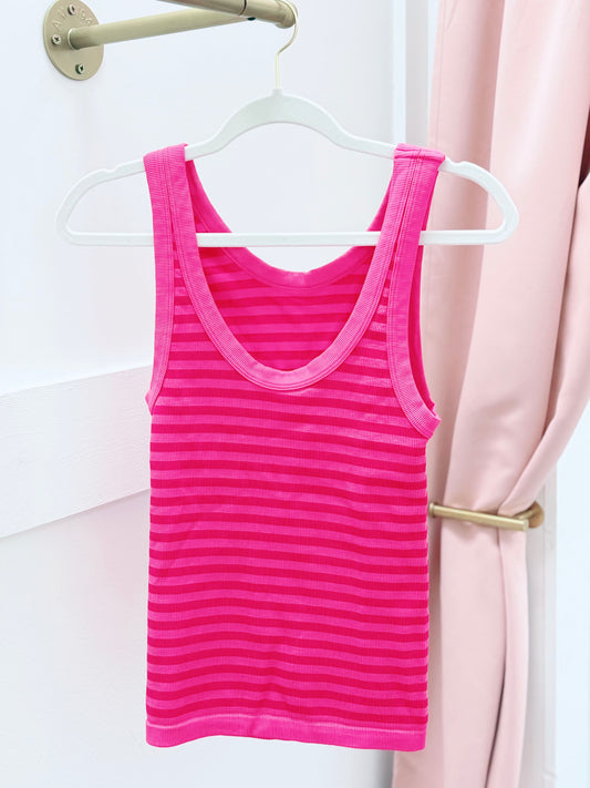 Fuchsia Reversible Striped Tank