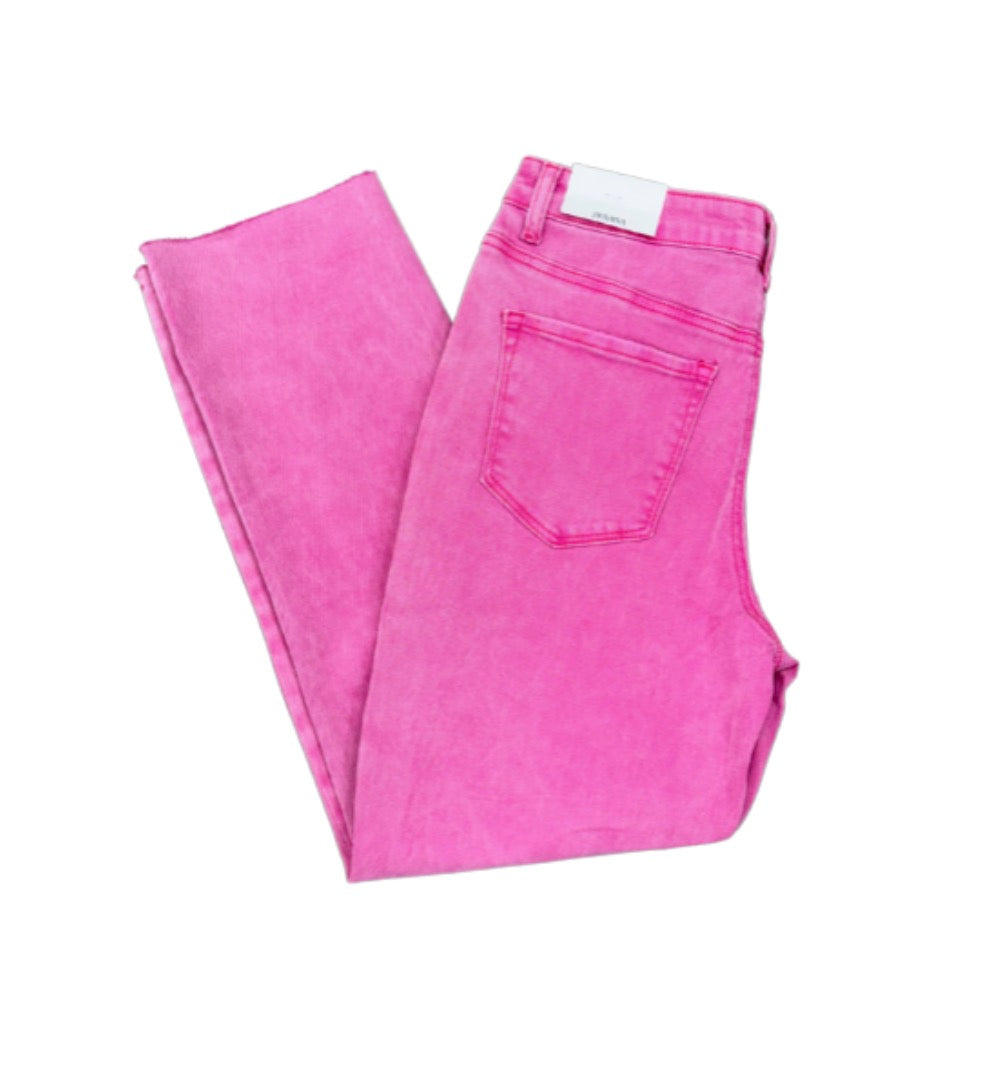 Acid Washed Straight Crop Pants | Hot Pink🤍 2 large left