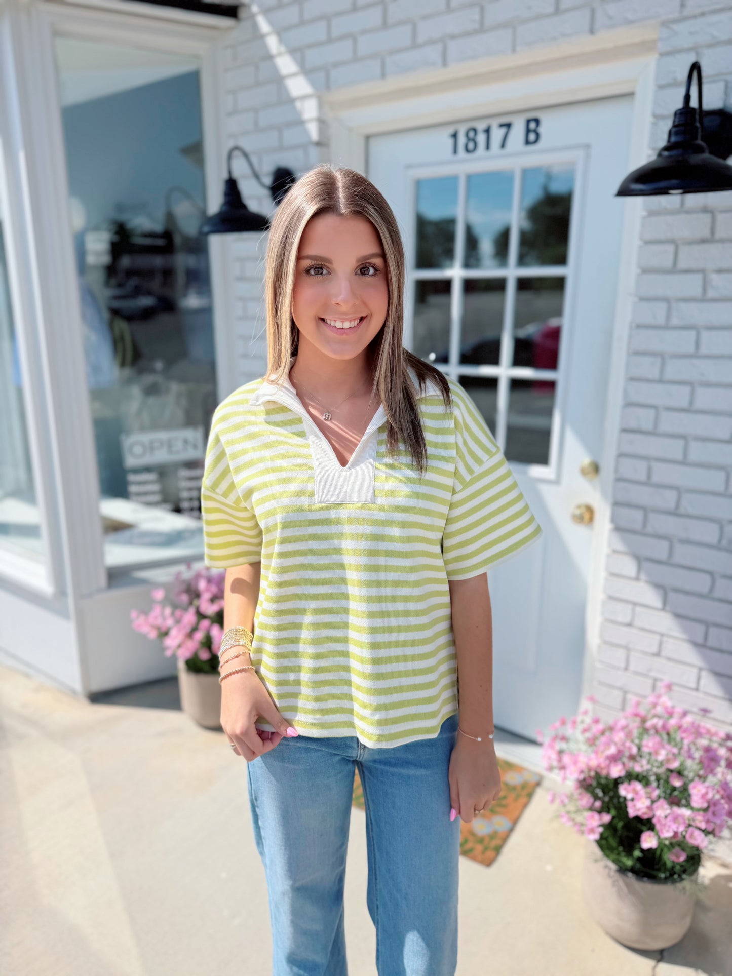 Lime Striped Top
