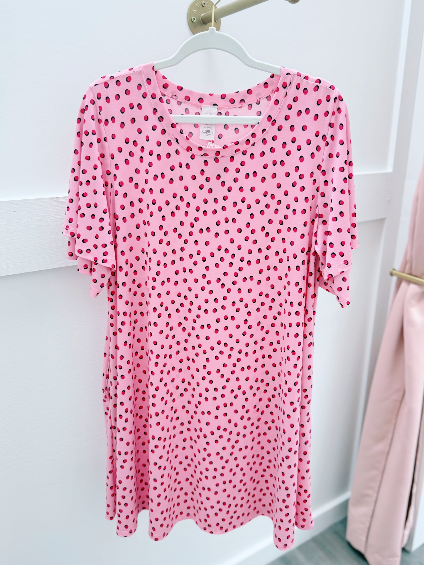 Pink Speckle + Flutter Dress | Plus